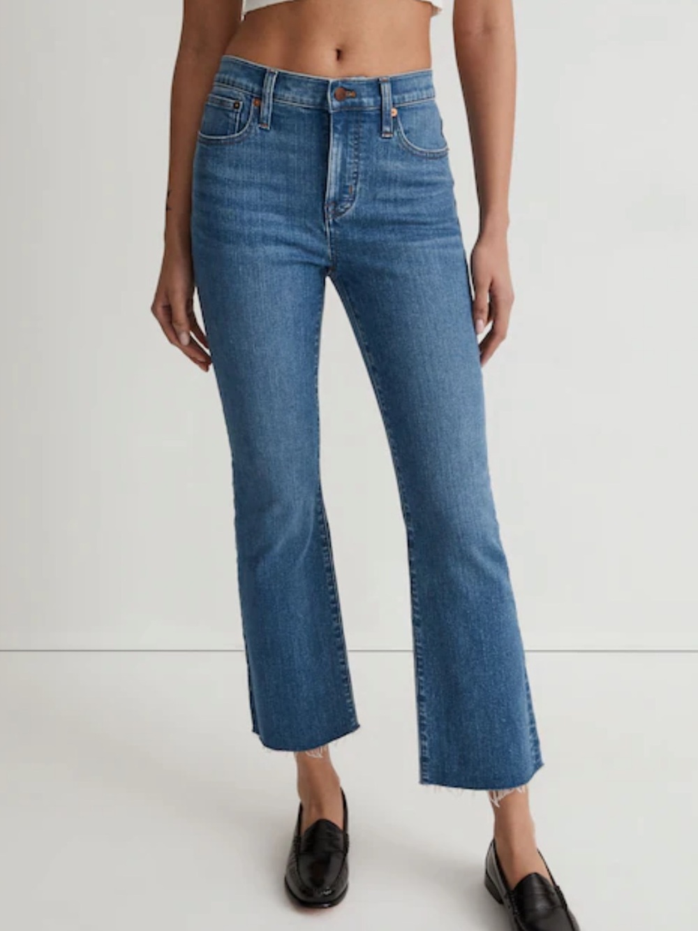 Madewell Mid Rise Kick Out Jeans.